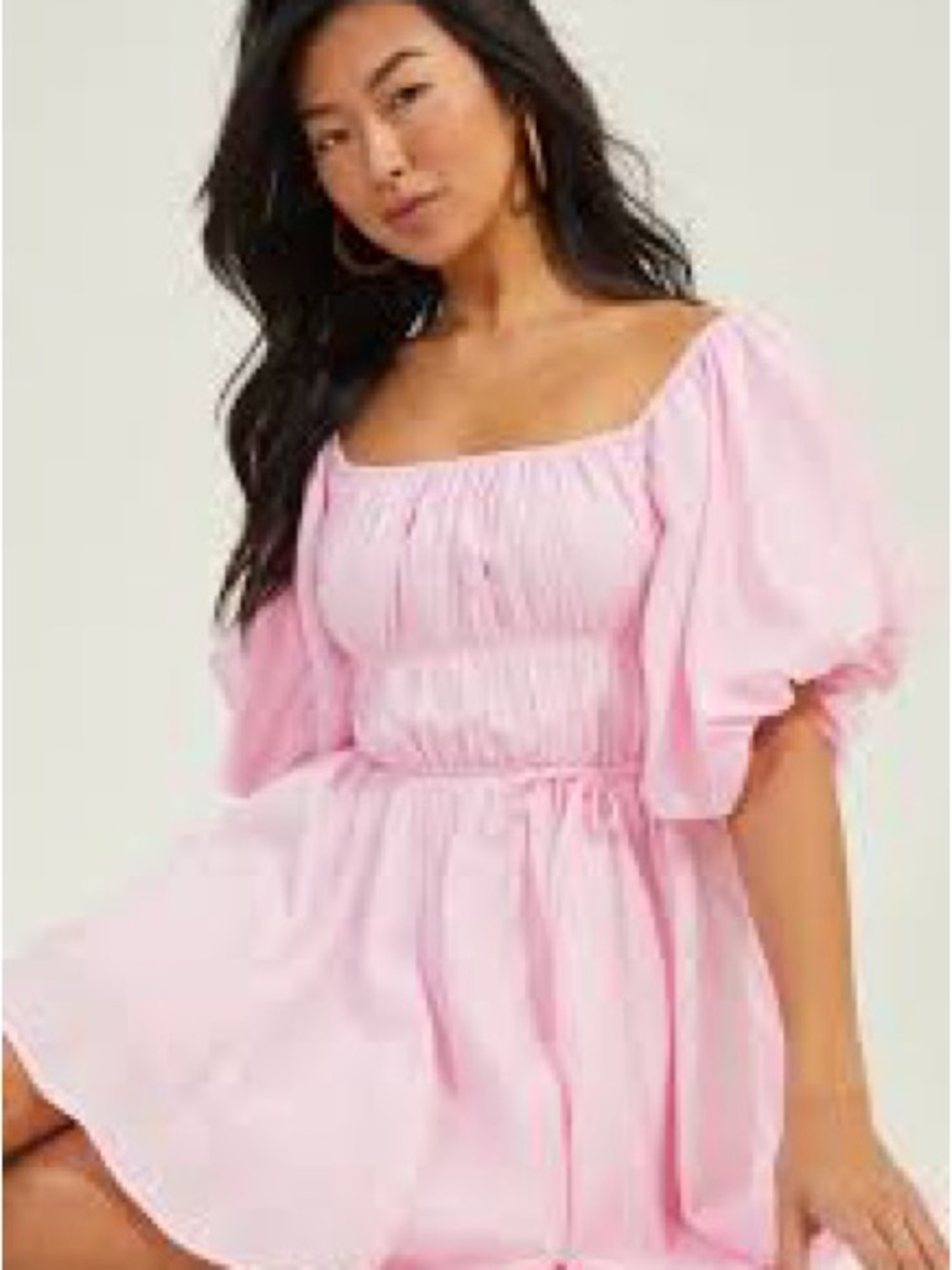 Altar'd State Light Pink Puff-Sleeve Smocked Mini Dress